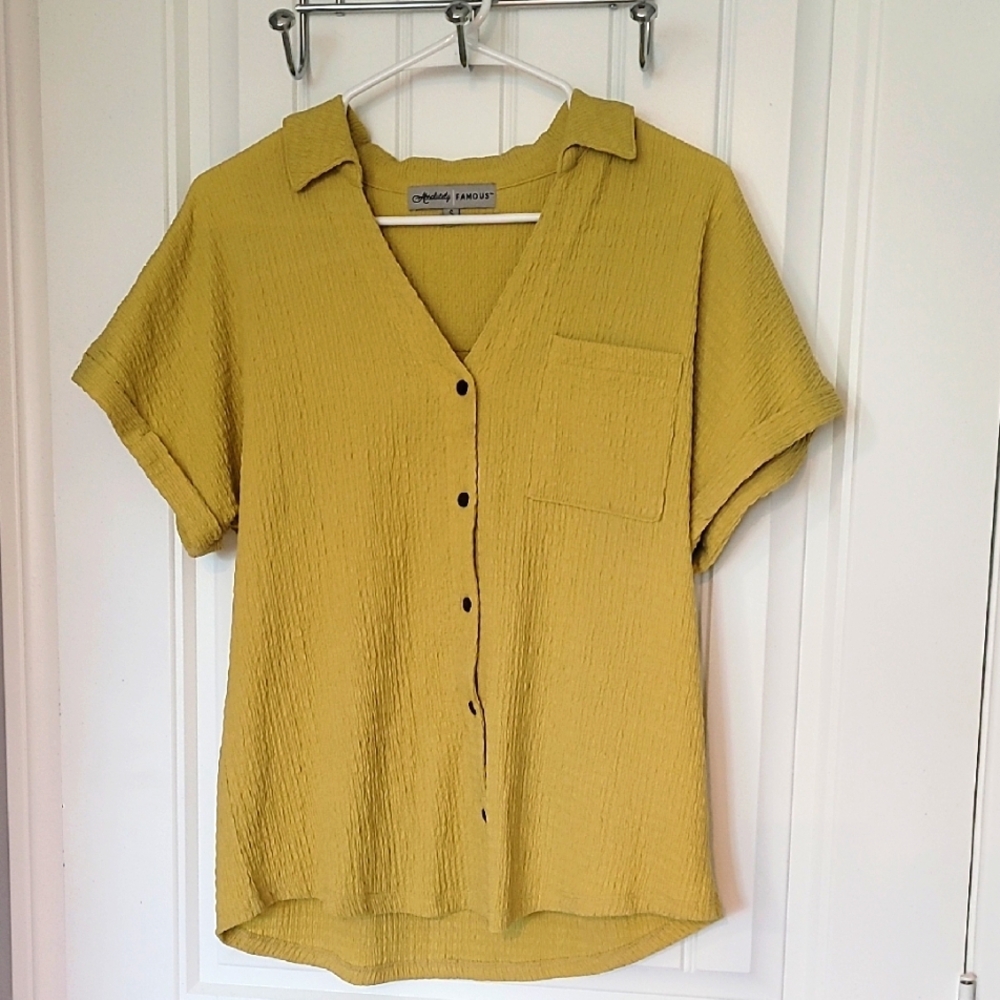 Absolutely Famous Yellow Mustard Button-Down Shirt